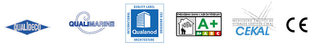 certifications : qualicoat, qualideco, qualimarine, cekal, CE